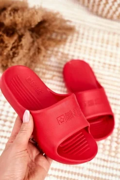 Discount Big Star Shoes Klapki Dziecięce Młodzieżowe Big Star Czerwone GG374809