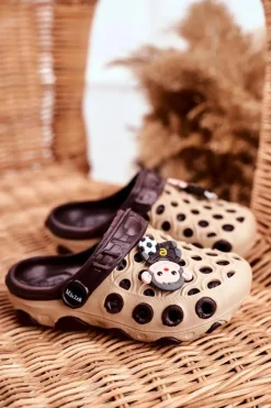 Chłopięce>Boto Klapki Dziecięce Piankowe Kroksy Brązowe Małpka Footballer