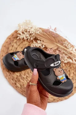 Clearance Klapki Dziecięce Piankowe Z Ozdobą Czarne Opleja Dzieci Chłopięce|Dziewczęce