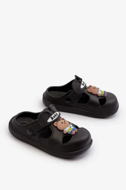 Clearance Klapki Dziecięce Piankowe Z Ozdobą Czarne Opleja Dzieci Chłopięce|Dziewczęce