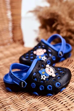 Best Klapki Dziecięce Piankowe Kroksy Czarne Małpka Footballer Dzieci Chłopięce