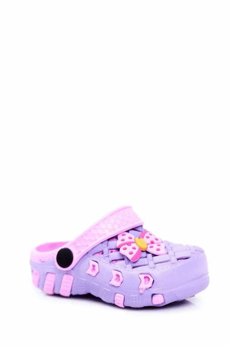Dziewczęce>Boto Klapki Dziecięce Piankowe Kroksy Fioletowe Kokardka