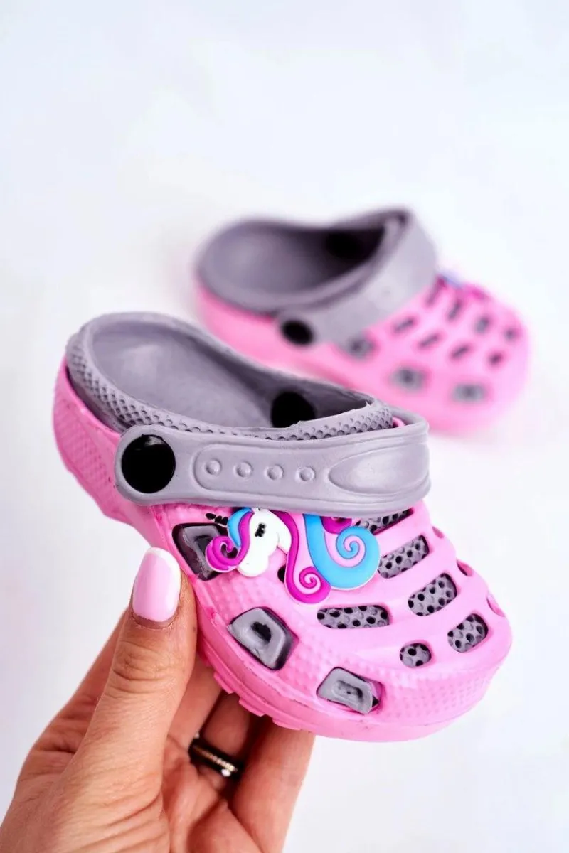 Dziewczęce>Boto Klapki Dziecięce Piankowe Kroksy Czarne Small Unicorn