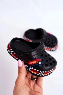 Chłopięce>Boto Klapki Dziecięce Piankowe Kroksy Czarne Road Racing