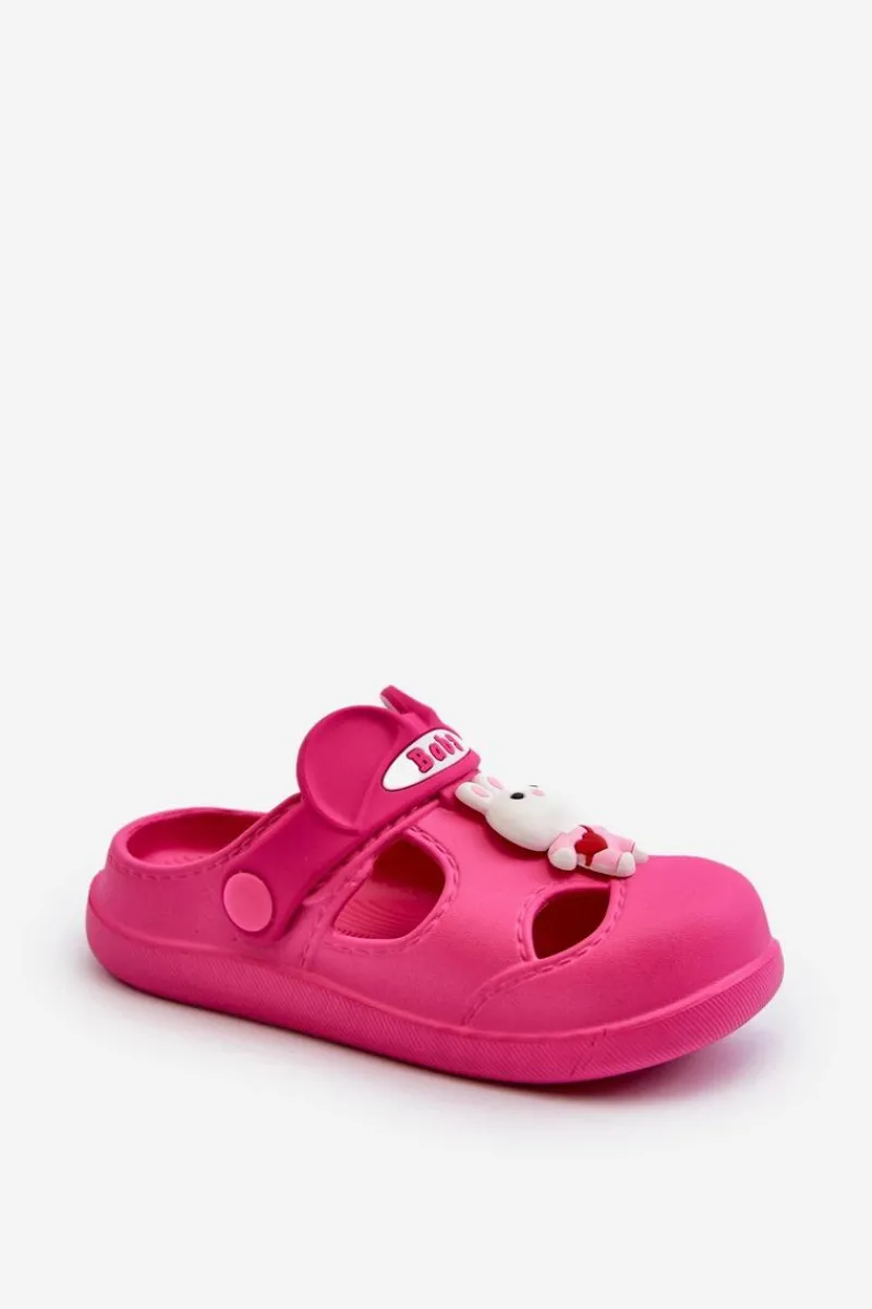 Clearance Boto Klapki Dziecięce Piankowe Z Ozdobą Fuksja Opleja Różowy