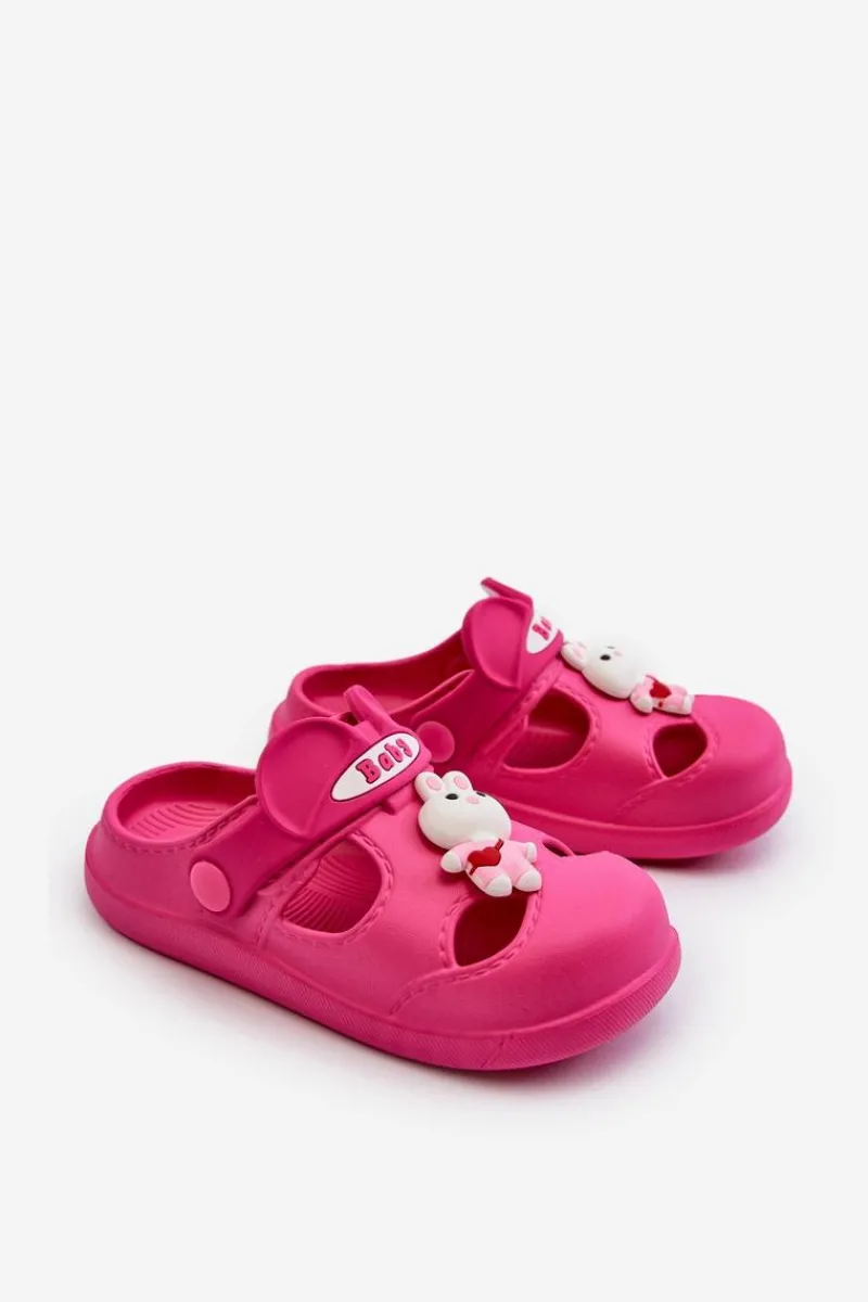 Clearance Boto Klapki Dziecięce Piankowe Z Ozdobą Fuksja Opleja Różowy