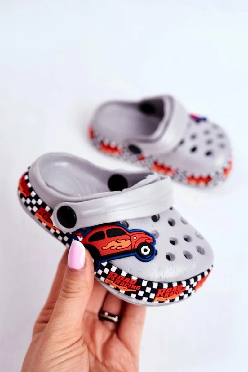 Hot Boto Klapki Dziecięce Piankowe Kroksy Szare Road Racing