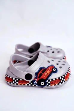 Hot Boto Klapki Dziecięce Piankowe Kroksy Szare Road Racing