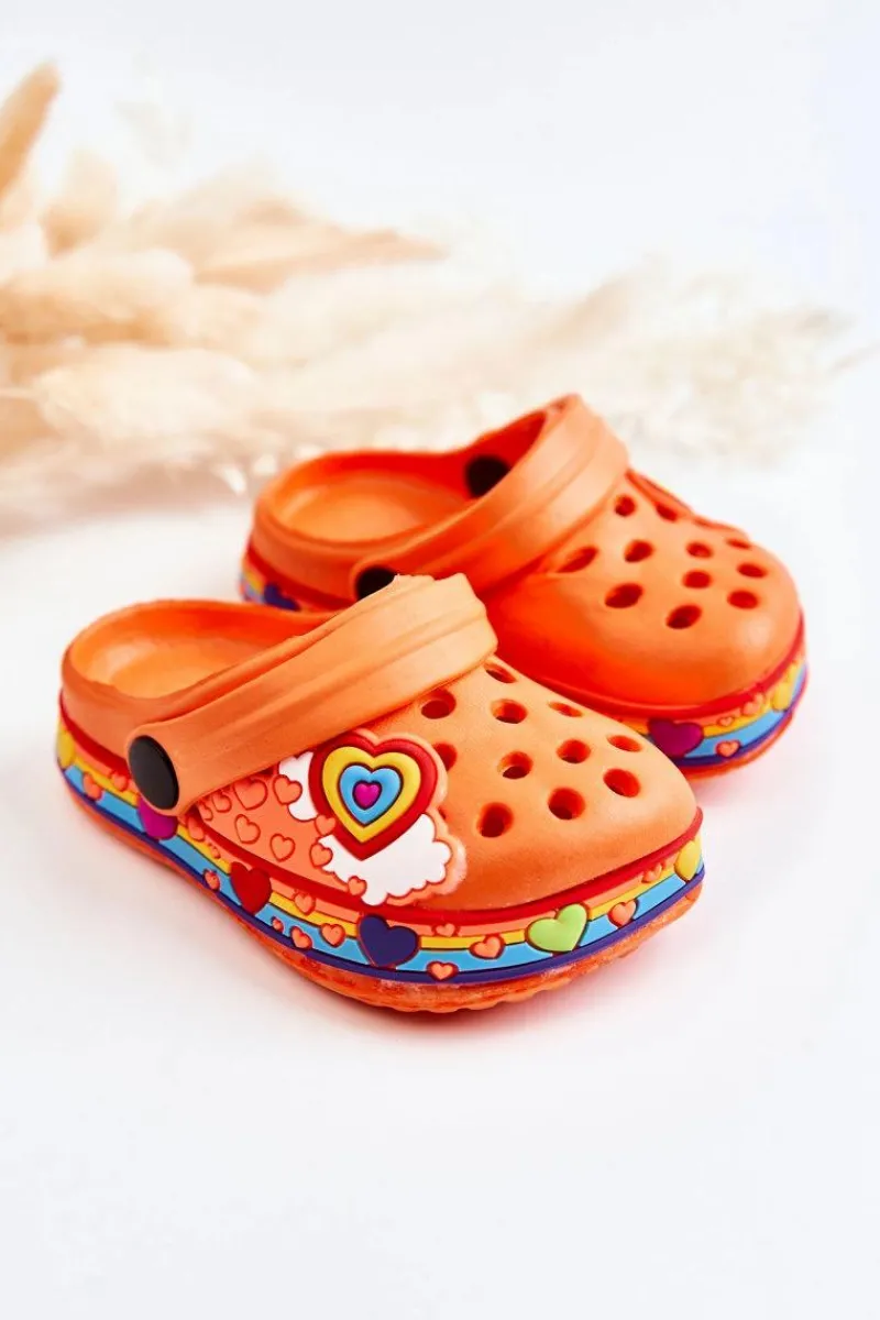 Clearance Klapki Dziecięce Piankowe Kroksy Pomarańczowe Charie Dzieci Dziewczęce