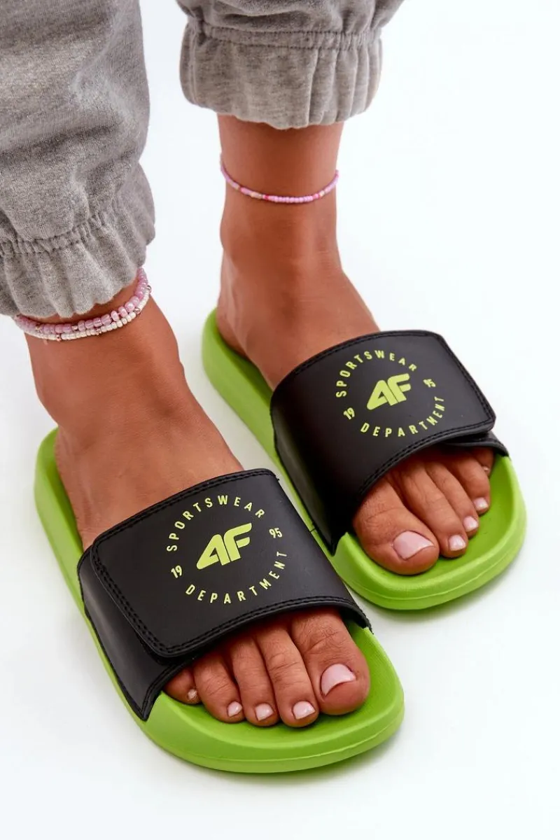 Discount Klapki Młodzieżowe JMM00FFLIM043-72N Czarno-Zielone Dzieci Chłopięce|Dziewczęce