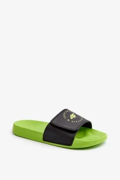 Discount Klapki Młodzieżowe JMM00FFLIM043-72N Czarno-Zielone Dzieci Chłopięce|Dziewczęce