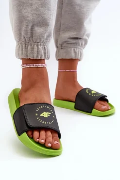 Discount Klapki Młodzieżowe JMM00FFLIM043-72N Czarno-Zielone Dzieci Chłopięce|Dziewczęce