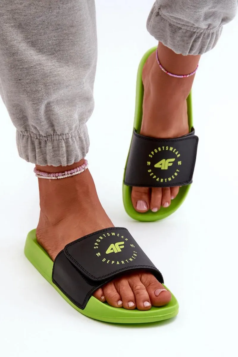 Discount Klapki Młodzieżowe JMM00FFLIM043-72N Czarno-Zielone Dzieci Chłopięce|Dziewczęce