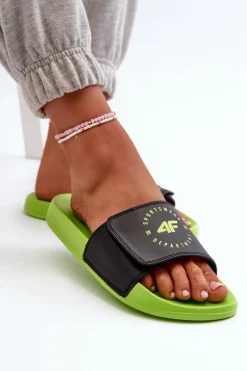 Discount Klapki Młodzieżowe JMM00FFLIM043-72N Czarno-Zielone Dzieci Chłopięce|Dziewczęce