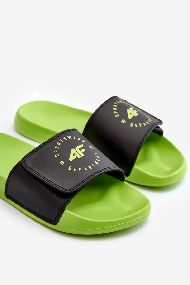 Discount Klapki Młodzieżowe JMM00FFLIM043-72N Czarno-Zielone Dzieci Chłopięce|Dziewczęce