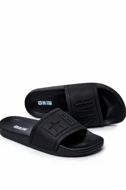 Online Big Star Shoes Klapki Męskie Big Star Gumowe Czarne DD174690 Czarny