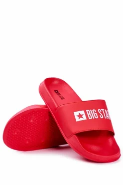 Online Klapki Męskie Big Star Gumowe Czerwone Eko Skóra GG174932 Męskie Klapki Męskie Big Star|Klapki Męskie Klasyczne