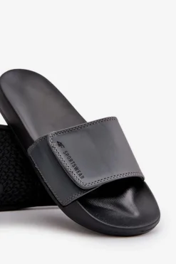 Klapki Męskie Klasyczne></noscript>4F Klapki Męskie MM00FFLIM032-25S Szare Szary