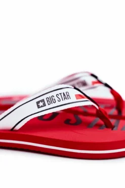 Hot Big Star Shoes Klapki Męskie Japonki Big Star Czerwone FF274A451