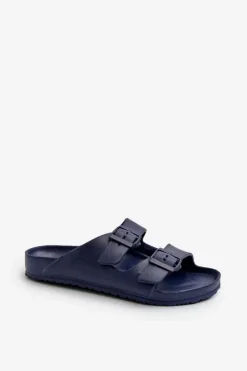 Klapki Męskie Klasyczne>Evento Klapki Męskie Lekkie Piankowe Z Klamrami Granatowe Avatara Niebieski