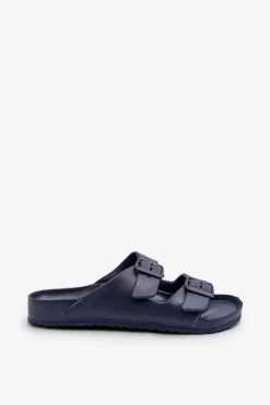 Klapki Męskie Klasyczne>Evento Klapki Męskie Lekkie Piankowe Z Klamrami Granatowe Avatara Niebieski