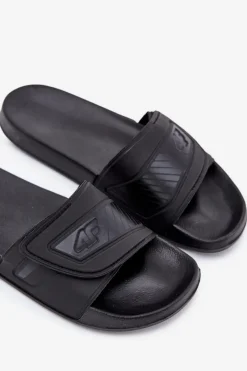 Outlet 4F Klapki Męskie Na Rzep MM00FFLIM091-20S Czarne Czarny