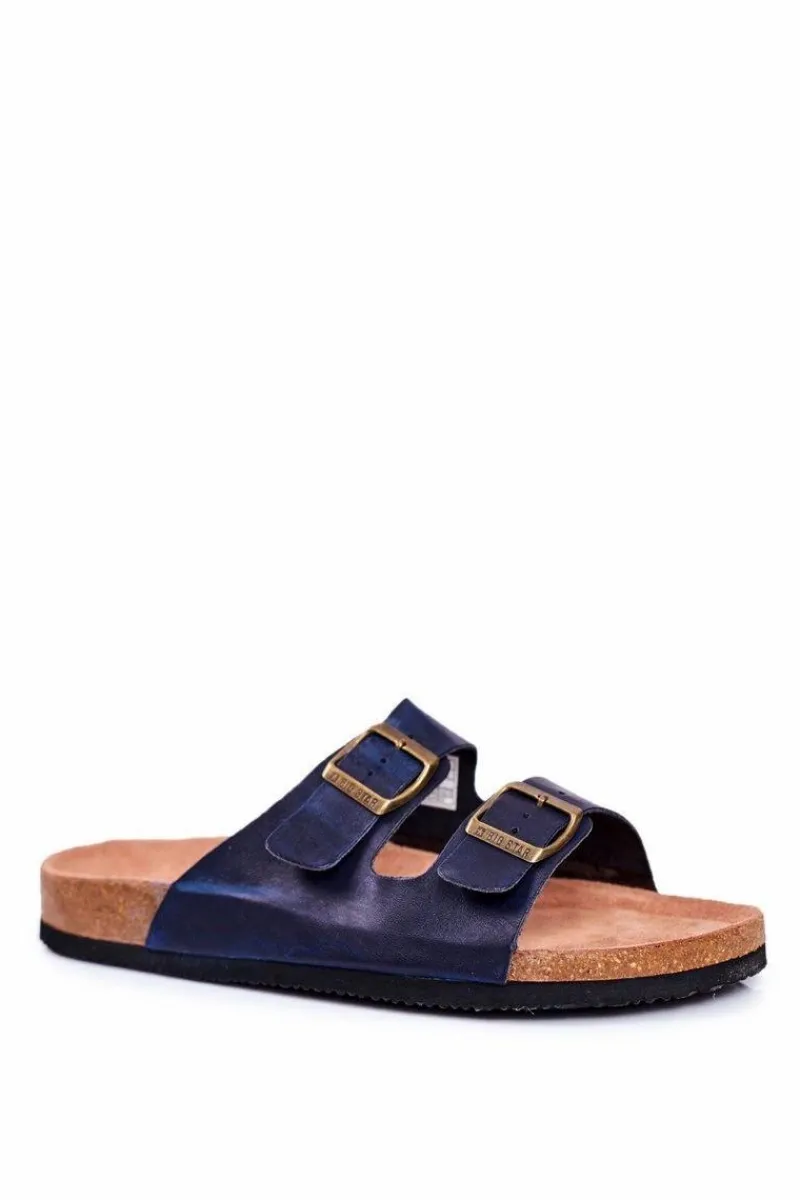 Klapki Męskie Big Star|Klapki Męskie Klasyczne>Big Star Shoes Klapki Męskie Z Klamrami Big Star Ciemno Granatowe DD174604