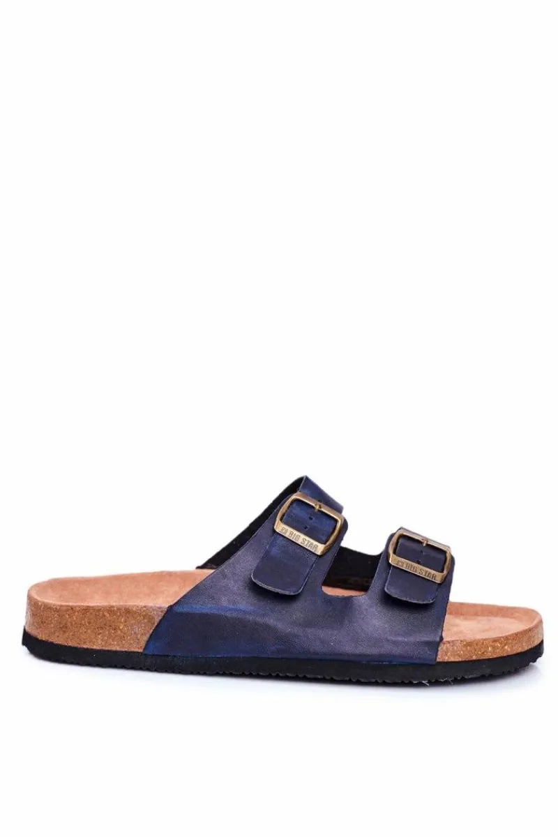 Klapki Męskie Big Star|Klapki Męskie Klasyczne>Big Star Shoes Klapki Męskie Z Klamrami Big Star Ciemno Granatowe DD174604