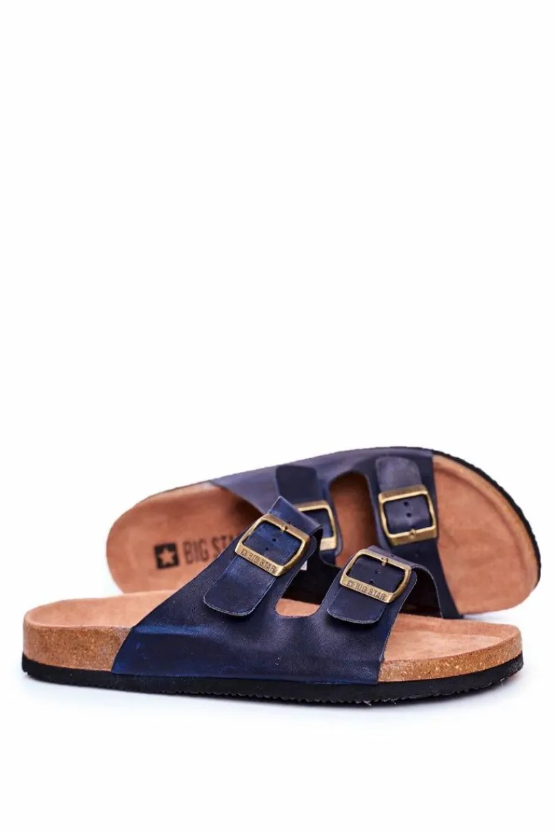 Klapki Męskie Big Star|Klapki Męskie Klasyczne>Big Star Shoes Klapki Męskie Z Klamrami Big Star Ciemno Granatowe DD174604