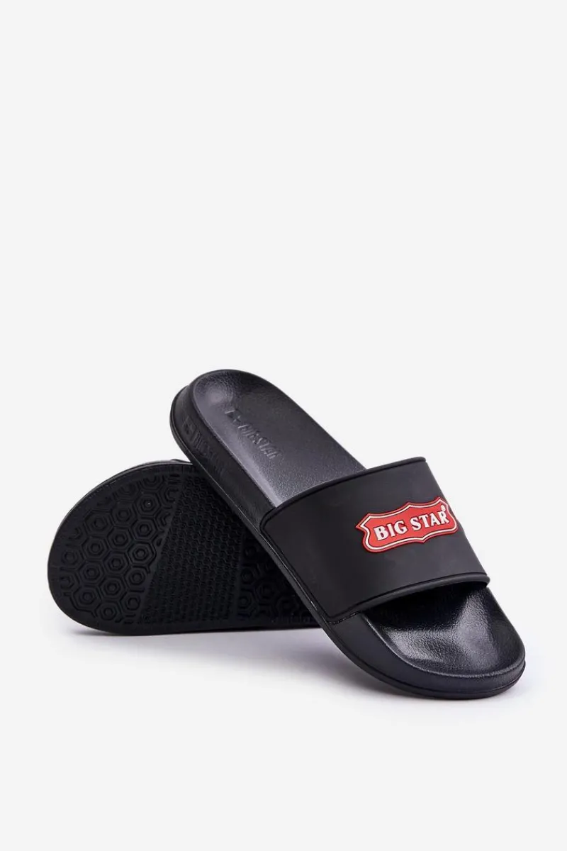 Klapki Męskie Big Star|Klapki Męskie Klasyczne>Big Star Shoes Klapki Męskie Z Logo Big Star OO174028 Czarne Czarny