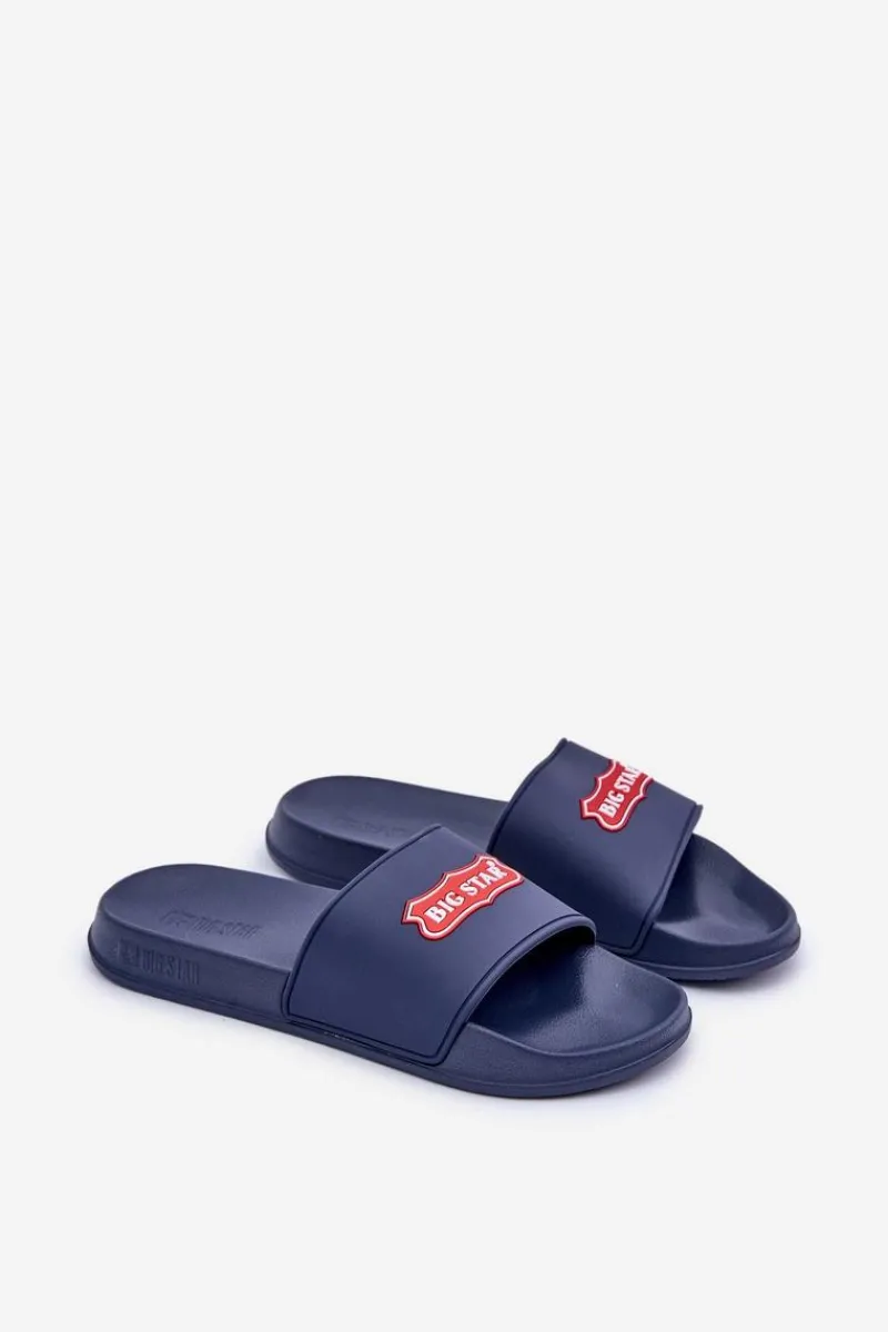 Klapki Męskie Big Star|Klapki Męskie Klasyczne>Big Star Shoes Klapki Męskie Z Logo Big Star OO174029 Granatowe Niebieski