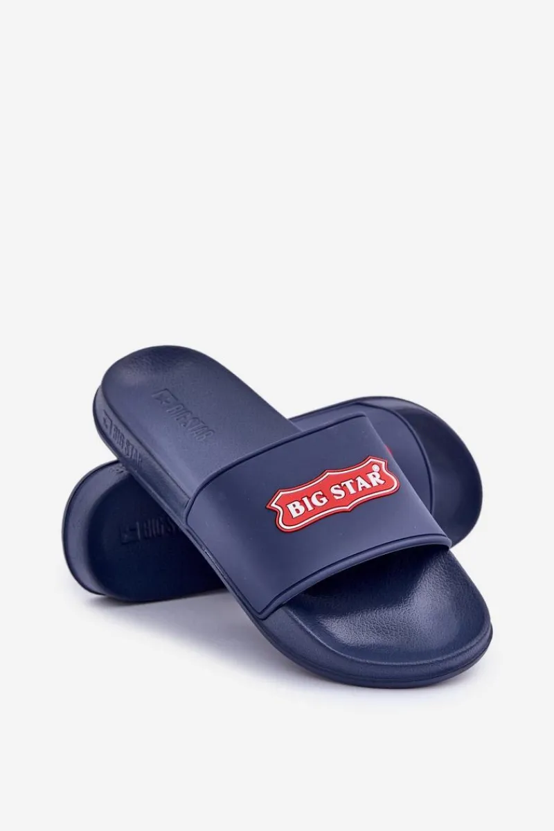 Klapki Męskie Big Star|Klapki Męskie Klasyczne>Big Star Shoes Klapki Męskie Z Logo Big Star OO174029 Granatowe Niebieski