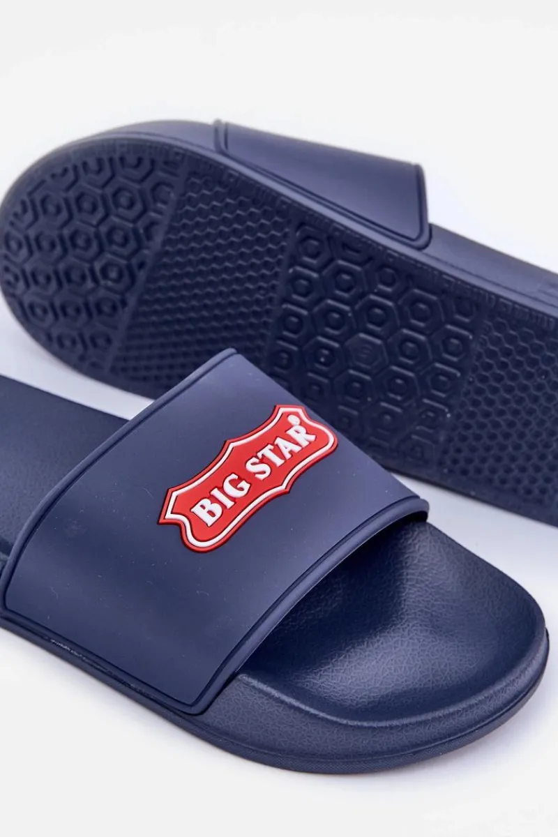 Klapki Męskie Big Star|Klapki Męskie Klasyczne>Big Star Shoes Klapki Męskie Z Logo Big Star OO174029 Granatowe Niebieski