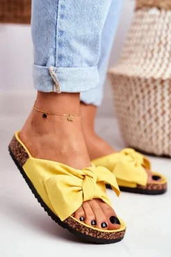 Boto Klapki Na Korkowej Podeszwie Żółte Wendy