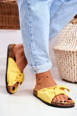 Boto Klapki Na Korkowej Podeszwie Żółte Wendy