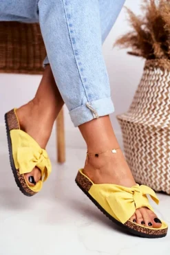 Boto Klapki Na Korkowej Podeszwie Żółte Wendy