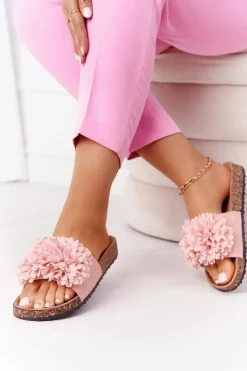 Klapki Damskie Klasyczne|Klapki Korkowe>Evento Klapki Na Korkowej Podeszwie Różowe Flowerbomb Różowy