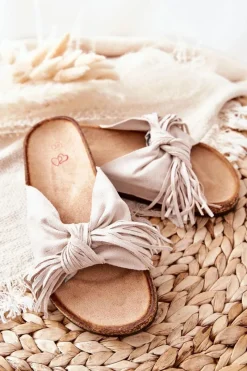 Sale Boto Klapki Na Korkowej Podeszwie Beżowe Taryne