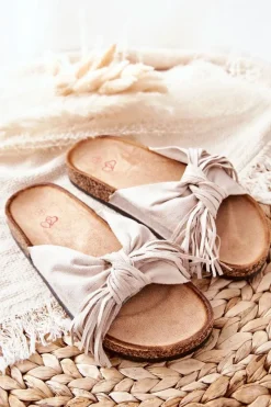 Sale Boto Klapki Na Korkowej Podeszwie Beżowe Taryne