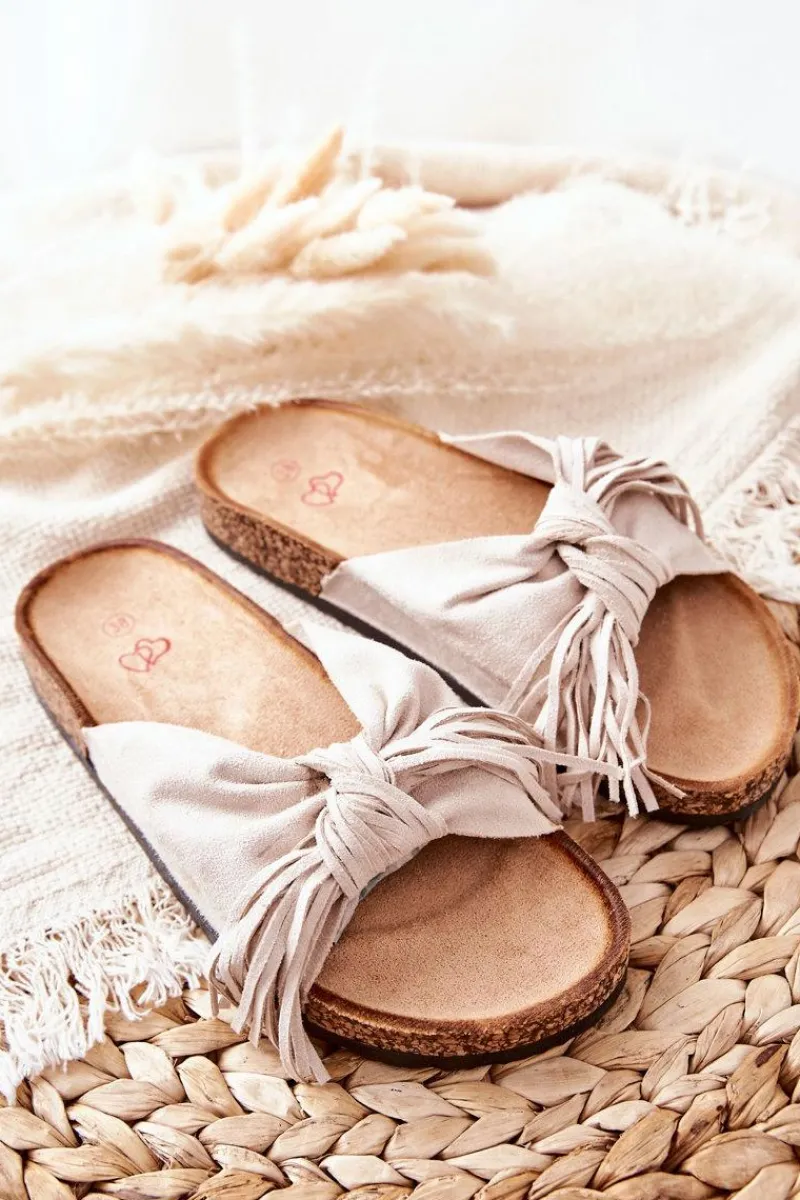 Sale Boto Klapki Na Korkowej Podeszwie Beżowe Taryne