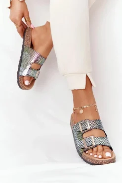 Outlet Klapki Na Korkowej Podeszwie Czarne Boa Damskie Klapki Korkowe|Klapki Damskie Klasyczne