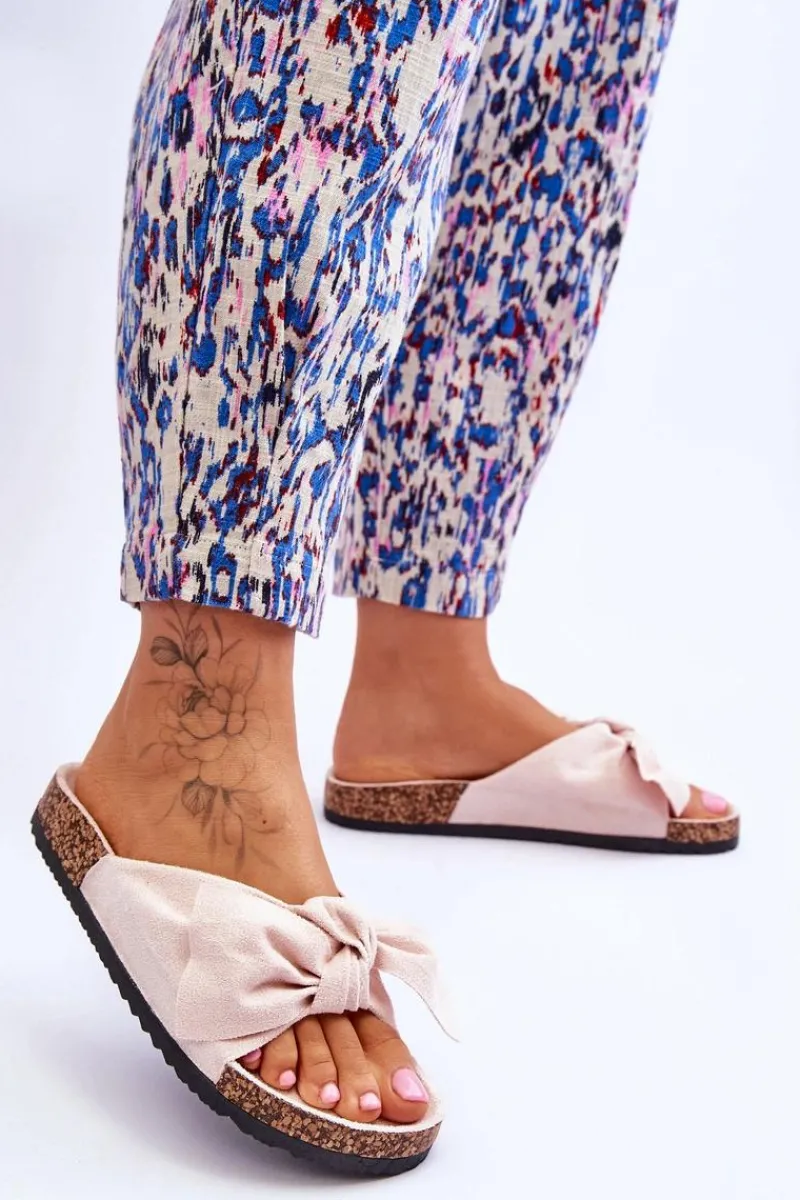 Best Boto Klapki Na Korkowej Podeszwie Beżowe Wendy