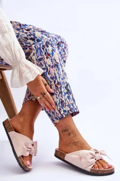 Best Boto Klapki Na Korkowej Podeszwie Beżowe Wendy