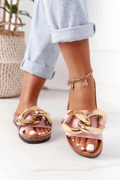 Boto Klapki Na Korku Z Łańcuchem Różowe Last Dance Różowy