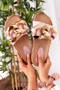 Boto Klapki Na Korku Z Łańcuchem Różowe Last Dance Różowy