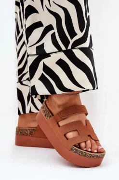 Clearance Boto Klapki Na Masywnej Platformie Camel Daldiva