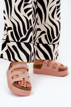 New Klapki Na Masywnej Platformie Różowe Daldiva Damskie Klapki Korkowe|Klapki Na Platformie