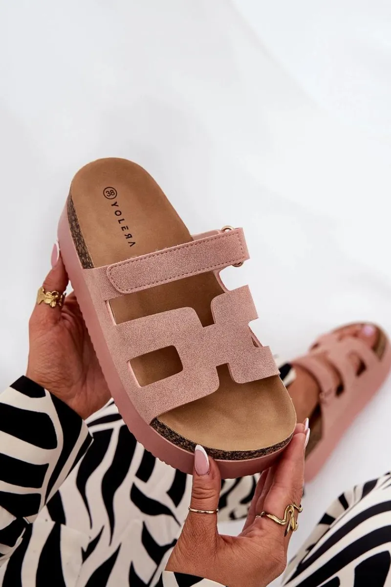 New Klapki Na Masywnej Platformie Różowe Daldiva Damskie Klapki Korkowe|Klapki Na Platformie