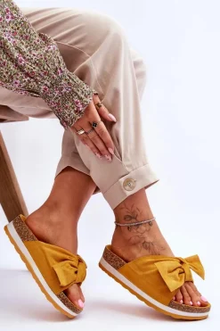 Clearance Klapki Na Platformie Żółte So Comfy Damskie Klapki Na Platformie