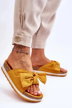 Clearance Klapki Na Platformie Żółte So Comfy Damskie Klapki Na Platformie